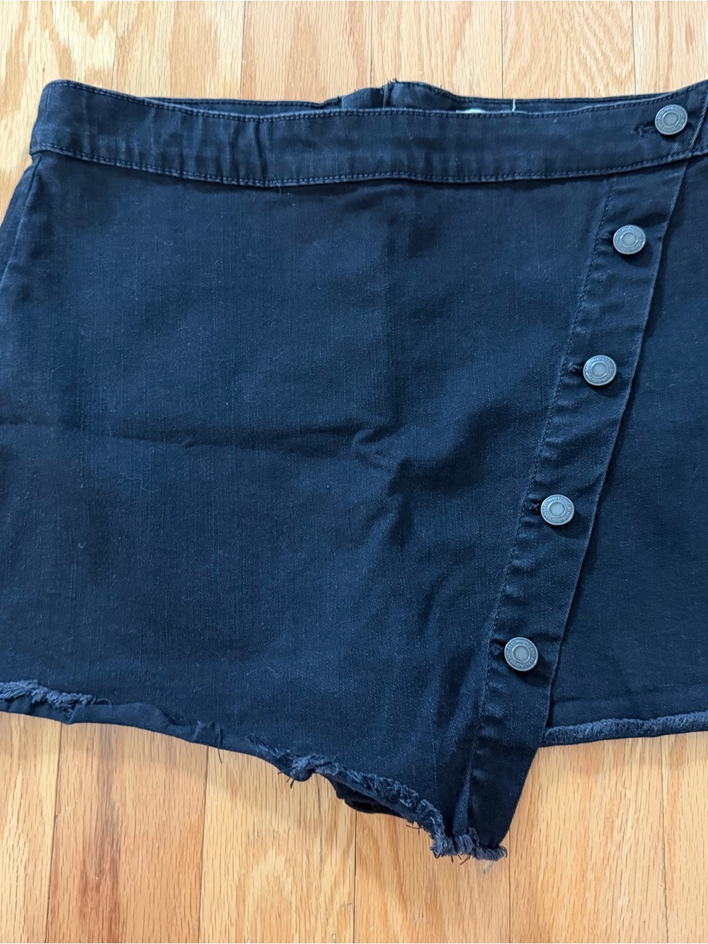 SO Black Denim Mini Skort with Button-Front Detail Size 15